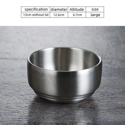 Корейска купа за кимчи 304 двуслойна купа за ориз от неръждаема стомана с капак Домашна купа за супа Ramen Детски купи за ориз против изгаряне