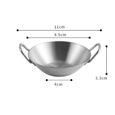Чиния за подправки от неръждаема стомана с двойно ухо Златна сребърна чинийка Купа за потапяне Оцет Соев сос Чаша Ястие Кухненски аксесоари