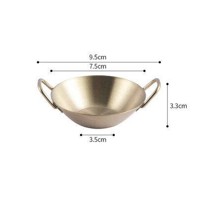Чиния за подправки от неръждаема стомана с двойно ухо Златна сребърна чинийка Купа за потапяне Оцет Соев сос Чаша Ястие Кухненски аксесоари