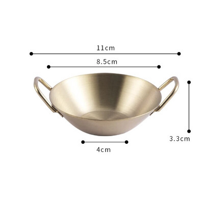 Чиния за подправки от неръждаема стомана с двойно ухо Златна сребърна чинийка Купа за потапяне Оцет Соев сос Чаша Ястие Кухненски аксесоари