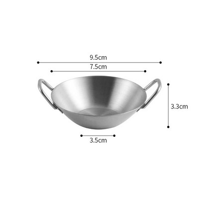 Чиния за подправки от неръждаема стомана с двойно ухо Златна сребърна чинийка Купа за потапяне Оцет Соев сос Чаша Ястие Кухненски аксесоари