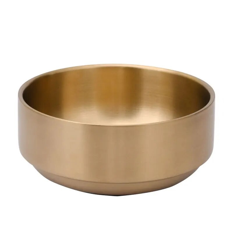 Koreai rozsdamentes acél ramen tál kétrétegű gyümölcssaláta leves tálak arany ezüst otthoni étkészlet konyhai eszközök 1 db