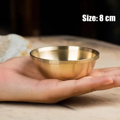 Месингова купа за пиене от чиста мед Малка благоприятна тибетска свещена мини чаша за чай Златна будистка купа за чай Декоративен подарък за дома