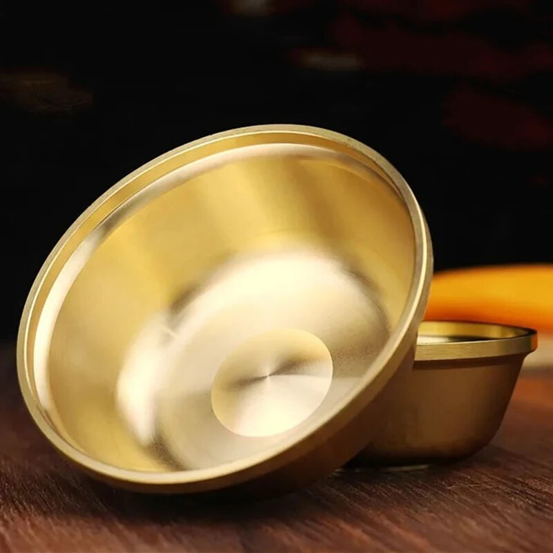 Sárgaréz tiszta réz ivótál kicsi, szerencsés tibeti szentelt mini vizes teáscsésze Arany buddhista teástál Otthoni ajándék Dísz