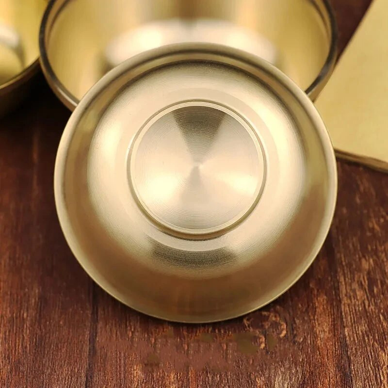 Sárgaréz tiszta réz ivótál kicsi, szerencsés tibeti szentelt mini vizes teáscsésze Arany buddhista teástál Otthoni ajándék Dísz