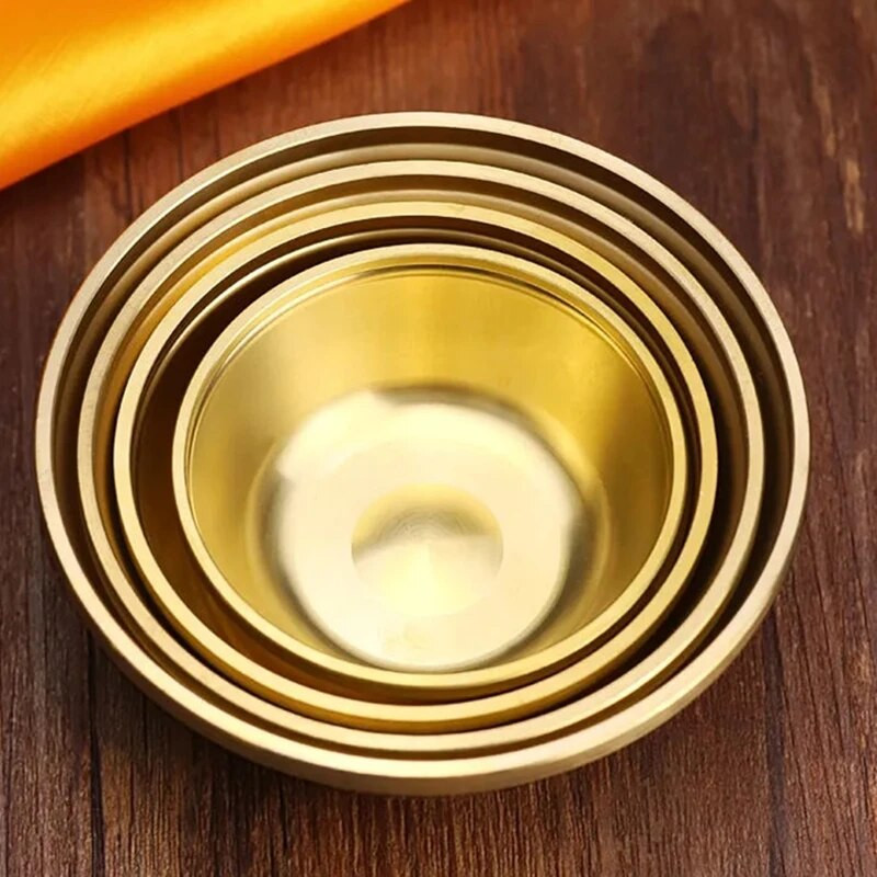 Sárgaréz tiszta réz ivótál kicsi, szerencsés tibeti szentelt mini vizes teáscsésze Arany buddhista teástál Otthoni ajándék Dísz