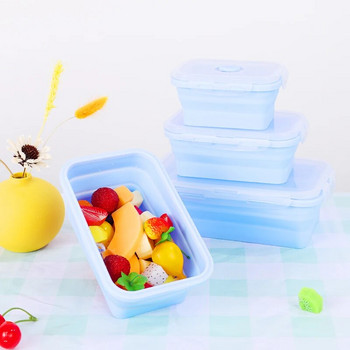 Πτυσσόμενο δοχείο αποθήκευσης τροφίμων Φορητά δοχεία φαγητού από σιλικόνη Bento Box για παιδιά Κουτί σνακ Κουτί τροφίμων Bento Lunch Box Κουτί μεσημεριανού γεύματος
