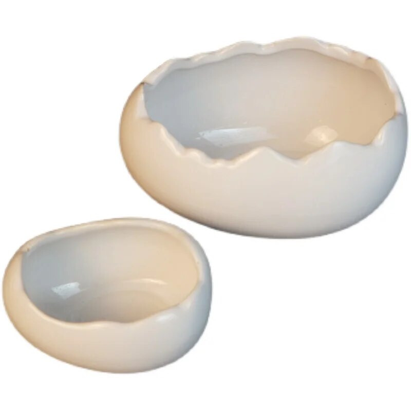 Tojáshéj fehér Kreatív kerámia tál Étterem Asztali edények Különleges alakú tál Gyümölcs saláta tál Művészi koncepció tál