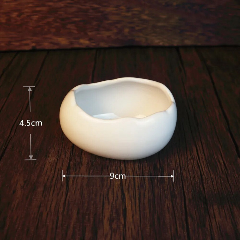 Tojáshéj fehér Kreatív kerámia tál Étterem Asztali edények Különleges alakú tál Gyümölcs saláta tál Művészi koncepció tál