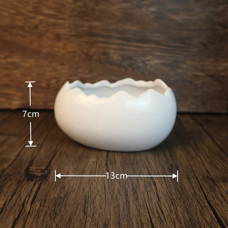 Tojáshéj fehér Kreatív kerámia tál Étterem Asztali edények Különleges alakú tál Gyümölcs saláta tál Művészi koncepció tál
