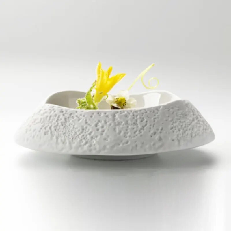 Kerámia étterem előétel Kreatív desszert uzsonnatál francia kereskedelmi nyugati ételtál különleges alakú tányér