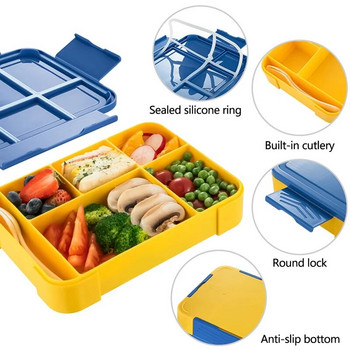 Κουτιά γεύματος για παιδιά Παιδικά μαθητικά σφραγισμένα σε διαμερίσματα Κουτιά φρουτοσαλάτας εργασίας Θέρμανση μικροκυμάτων Bento Box Εργαλεία κουζίνας