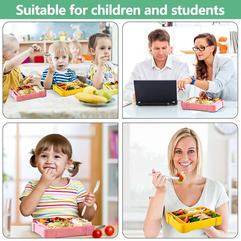 Ebéddobozok gyerekeknek Gyerekeknek Diákoknak Rekeszbe zárva Gyümölcssaláta dobozok Munka Mikrohullámú Fűtés Bento Box Konyhai eszközök