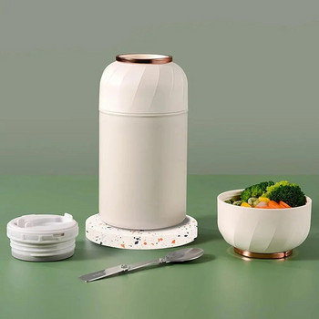 Μονωμένο βάζο τροφίμων, κυλινδρικό δοχείο από ανοξείδωτο χάλυβα, για σούπα, κουάκερ, σαλάτα και άλλα, για το σχολείο και το γραφείο