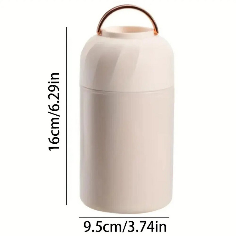 Szigetelt élelmiszer-edény, rozsdamentes acél hengeres ebédtartó, leveshez, zabkásához, salátához és sok máshoz, iskolába és irodába