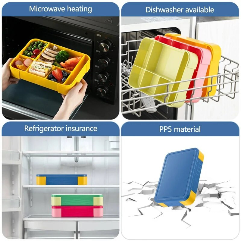 Ebéddobozok gyerekeknek Gyerekeknek Diákoknak Rekeszekbe zárva Gyümölcssaláta dobozok Munka Mikrohullámú Fűtés Bento dobozok Konyhai eszközök