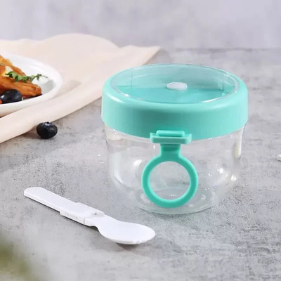 600ml Φλιτζάνι πλιγούρι βρώμης Κύπελλο σαλάτας αεροστεγές καπάκι Παχύ με κουτάλι Αποθήκευση Φορητό γιαούρτι Γάλα Σαλάτα για τη νύχτα Βάζο πρωινού
