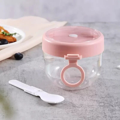 600ml Φλιτζάνι πλιγούρι βρώμης Κύπελλο σαλάτας αεροστεγές καπάκι Παχύ με κουτάλι Αποθήκευση Φορητό γιαούρτι Γάλα Σαλάτα για τη νύχτα Βάζο πρωινού