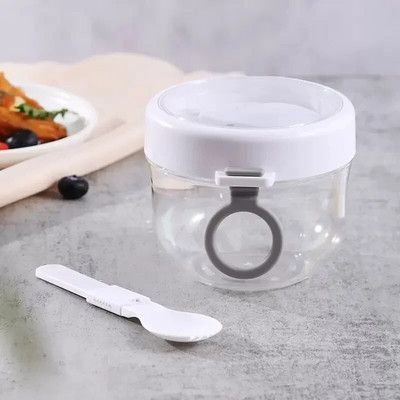 600ml Φλιτζάνι πλιγούρι βρώμης Κύπελλο σαλάτας αεροστεγές καπάκι Παχύ με κουτάλι Αποθήκευση Φορητό γιαούρτι Γάλα Σαλάτα για τη νύχτα Βάζο πρωινού