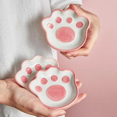 Ιαπωνικό Cute Cat`s Paw Taste Dish Κεραμικό καρτούν πιάτο επιδόρπιο πιάτο σάλτσα φρούτων σόγιας Πιάτο καρυκεύματα Μπολ Οικιακά πιάτα ντιπ