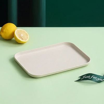 Пшенична слама Плодова салата Тава Правоъгълна Дим Сум Десерт Плодова чиния Барбекю Шишчета Тава с голям капацитет Квадратни тави за бързо хранене