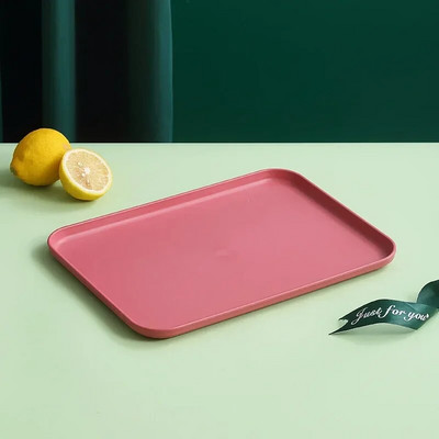 Пшенична слама Плодова салата Тава Правоъгълна Дим Сум Десерт Плодова чиния Барбекю Шишчета Тава с голям капацитет Квадратни тави за бързо хранене