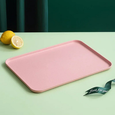 Пшенична слама Плодова салата Тава Правоъгълна Дим Сум Десерт Плодова чиния Барбекю Шишчета Тава с голям капацитет Квадратни тави за бързо хранене