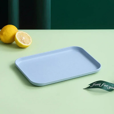 Пшенична слама Плодова салата Тава Правоъгълна Дим Сум Десерт Плодова чиния Барбекю Шишчета Тава с голям капацитет Квадратни тави за бързо хранене