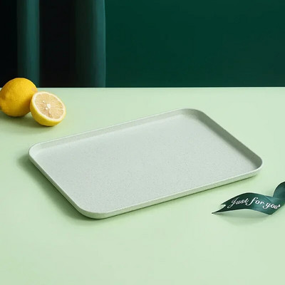 Пшенична слама Плодова салата Тава Правоъгълна Дим Сум Десерт Плодова чиния Барбекю Шишчета Тава с голям капацитет Квадратни тави за бързо хранене