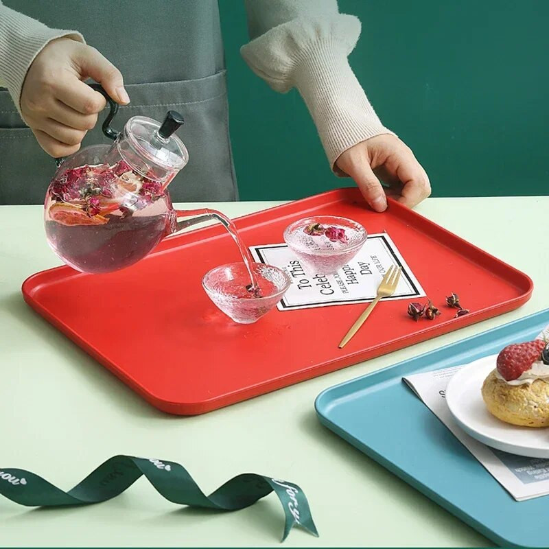 Búzaszalma gyümölcssaláta tálca Négyszögletes Dim Sum Desszert Gyümölcstányér Barbecue nyárs Nagy kapacitású tálca Négyzetes gyorsétterem tálcák