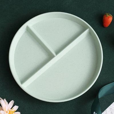 Разделени чинии в 3 диетични кръгли чинии за многократна употреба Кухненски сервизи Порционни чинии за възрастни с 3 отделения, подходящи за микровълнова фурна PP