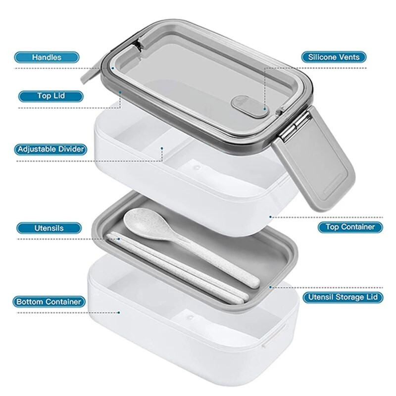 Egymásra rakható Bento ebédlődoboz fogantyúval Japán ebédlődoboz készlet kanállal és pálcikával ebédtároló doboz gyerekeknek, felnőtteknek