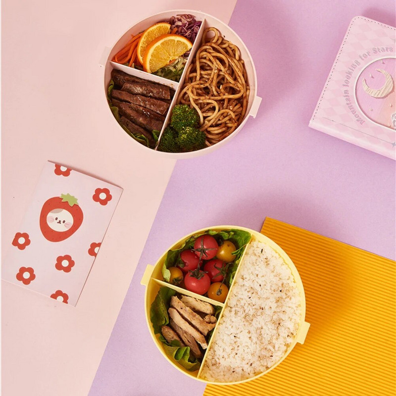 Rajzfilm fánk hordozható ebédlődoboz baba gyerek diák kültéri kemping piknik ételtartó Bento doboz műanyag ebédlődoboz