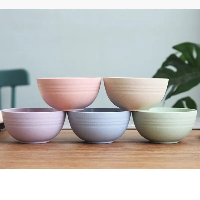 5db 12cm-es búzaszalma salátatálak Törhetetlen keverőtálak Többször használható mosogatógépben mosható mikrohullámú sütőben biztonságos levesestálak otthoni konyhába