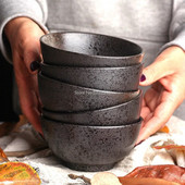 Ιαπωνικό μπολ ρυζιού Creative Stoneware Επιτραπέζια σκεύη Μαύρο ρετρό μπολ Κεραμικό μπολ ρυζιού Home Hotel Dinner Ceramic Bowl