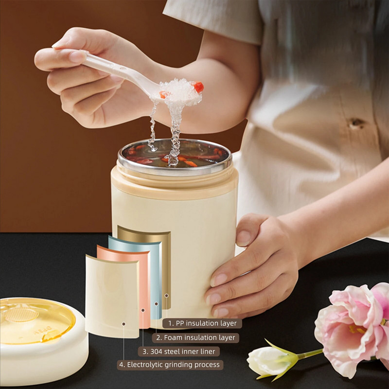 Állandó hőmérsékletű ebédlődoboz 304 rozsdamentes acél USB elektromos reggeli bögre munka hordozható autós dugaszolható hőszigetelő edény