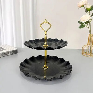 3 слоя Плодова чиния Кексчета Десерти Бонбони Бюфет Стойка Кула Сватбена парти Торта Десерт Поднос Плодове Дисплей Чиния Ястие за закуска
