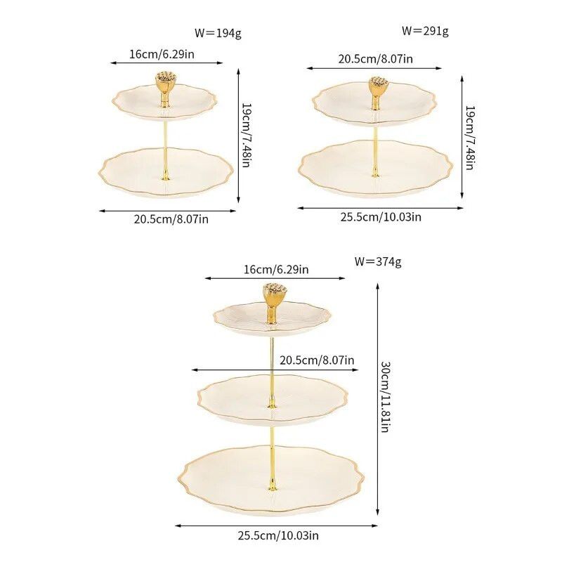 3 rétegű Gyümölcstányér Cupcake Desszertek Cukorka Svédasztalos Állvány Torony Esküvői Party torta Desszerttálca Gyümölcsös tálca Uzsonnatál