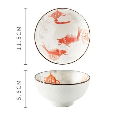 Китайски ретро стил Керамична домашна малка купа за ориз Порцеланова купа за супа с юфка Личност Китайски сервиз H193