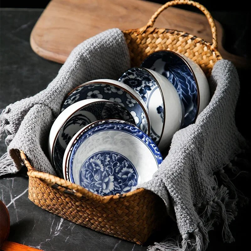 Kínai retro stílusú Kerámia Otthoni kis rizses tál Porcelán tésztaleves tál Személyiség kínai étkészlet H193