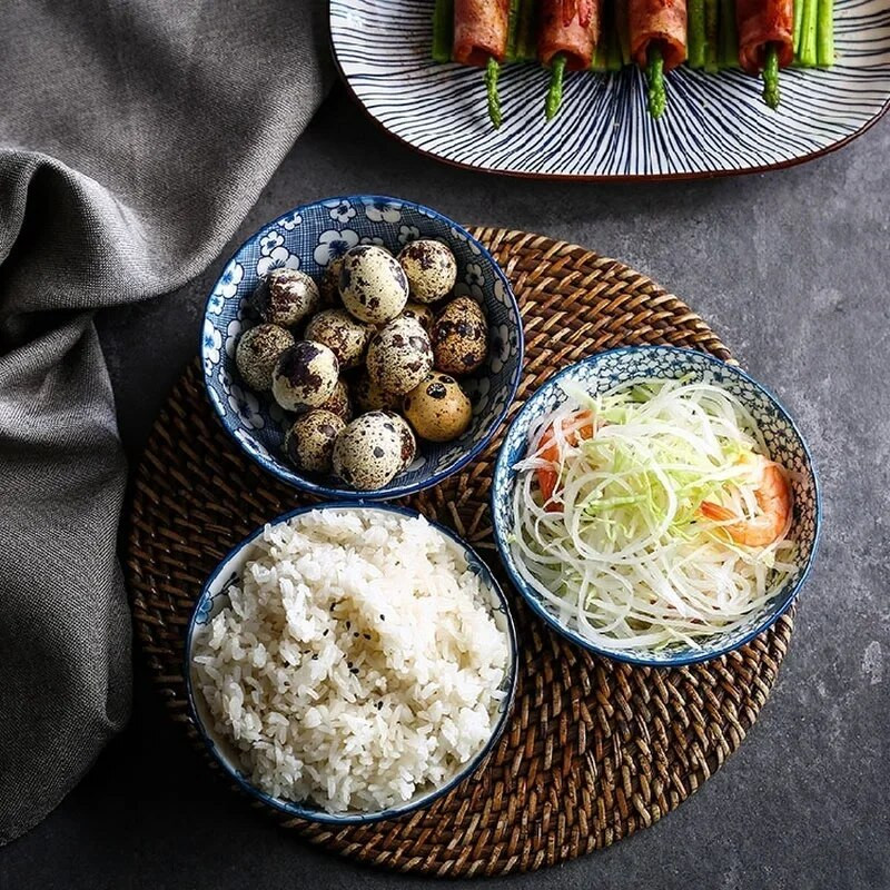 Kínai retro stílusú Kerámia Otthoni kis rizses tál Porcelán tésztaleves tál Személyiség kínai étkészlet H193