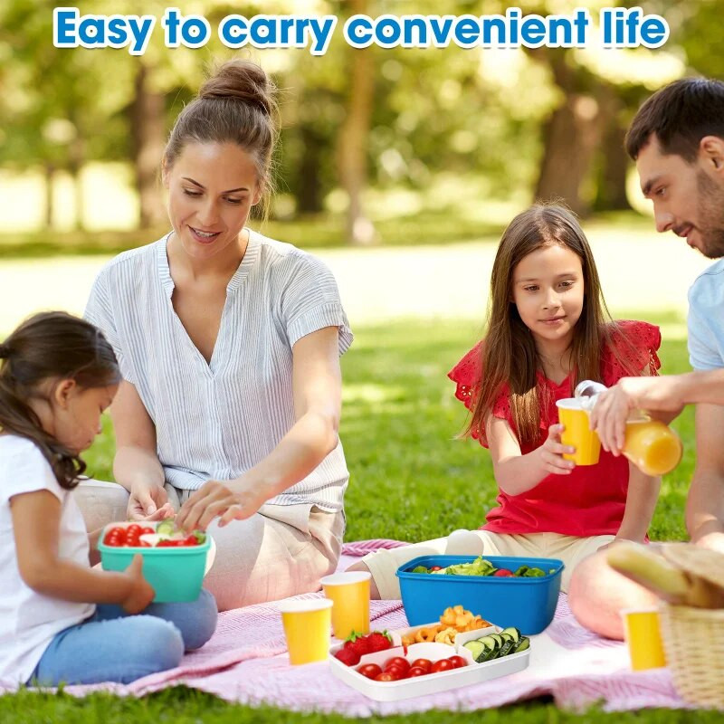 2 l/1,1 l salátadoboz ebédlődoboz, nagy frissen tartható mártásdobozsal, négyszögletes műanyag rekeszes, lezárt élelmiszertároló tartályok