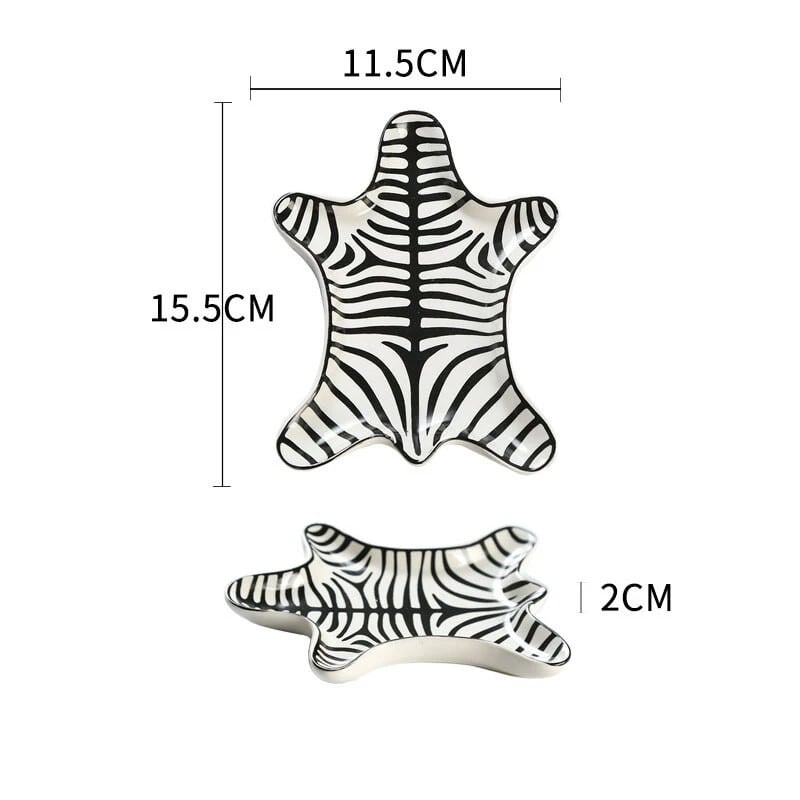 1db Kerámia Zebra formájú tányérok Ékszer edénytálak Dekoráció Kézműves Uzsonnacukorka Tároló Tigrisbőr vonalak Tálca Uzsonnatál