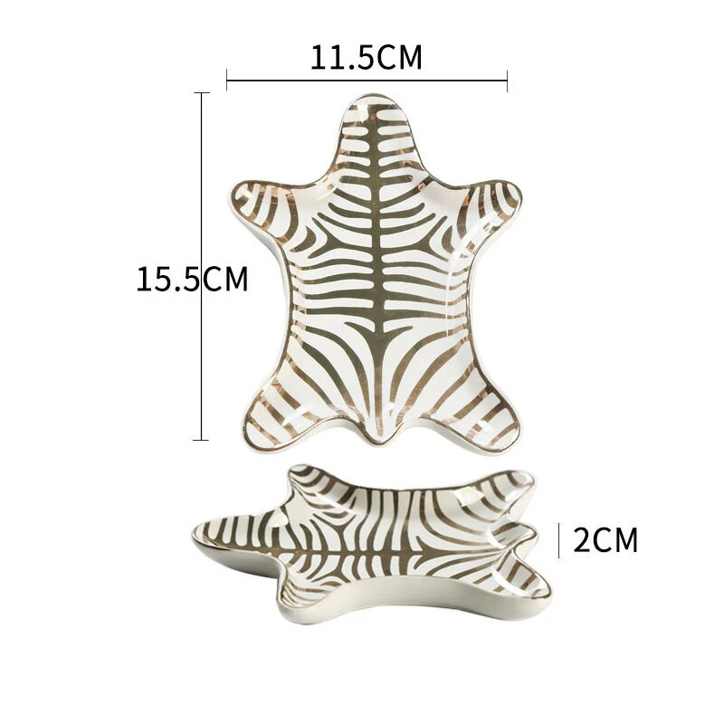 1db Kerámia Zebra formájú tányérok Ékszer edénytálak Dekoráció Kézműves Uzsonnacukorka Tároló Tigrisbőr vonalak Tálca Uzsonnatál