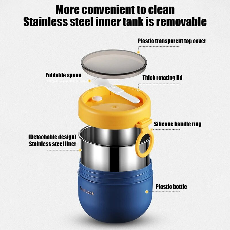 Rozsdamentes acél ebédlődobozos ivócsésze kanállal élelmiszer hőszigetelt leveses termosz tartályok termosz ebéddoboz táska