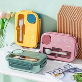 1 τεμ 1300ML 4Grids Lunch Box with Tabieware,Microwavabie Diswasher Cieaning Hermetic Bento Box for Students Aduits Schooi Office