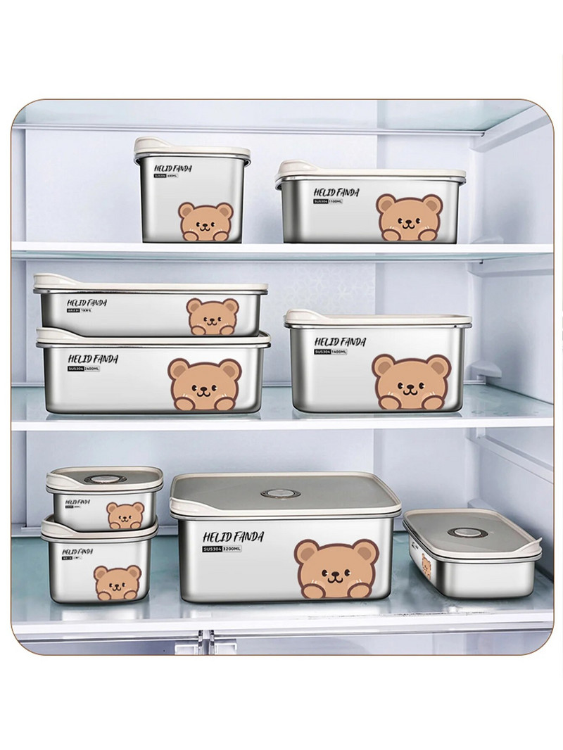 WORTHBUY 304 rozsdamentes acél ebédlődoboz, frissen tartó doboz mikrohullámú sütőben fűthető hűtőben, zárt tárolódobozban hordozható élelmiszer-tartály