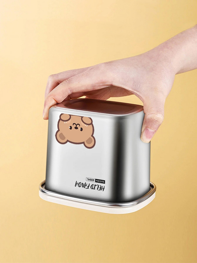 WORTHBUY 304 rozsdamentes acél ebédlődoboz, frissen tartó doboz mikrohullámú sütőben fűthető hűtőben, zárt tárolódobozban hordozható élelmiszer-tartály