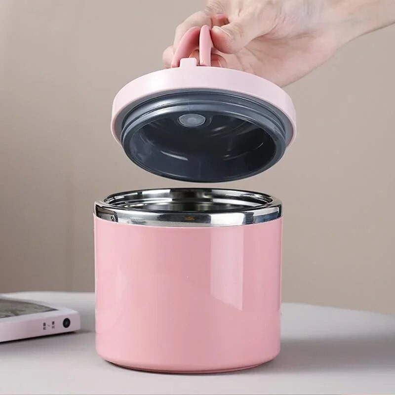 Hordozható termosz rozsdamentes acél szigetelt ebéddoboz szivárgásmentes, zárt vödör diák ebéddoboz többrétegű Kerek bento doboz