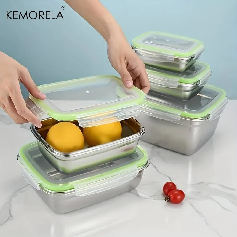 304 rozsdamentes acél Bento ebédlődoboz gyerekeknek felnőtteknek Hordozható frissen eltartható zárt dobozos ételtároló konténerek munkahelyi piknikhez